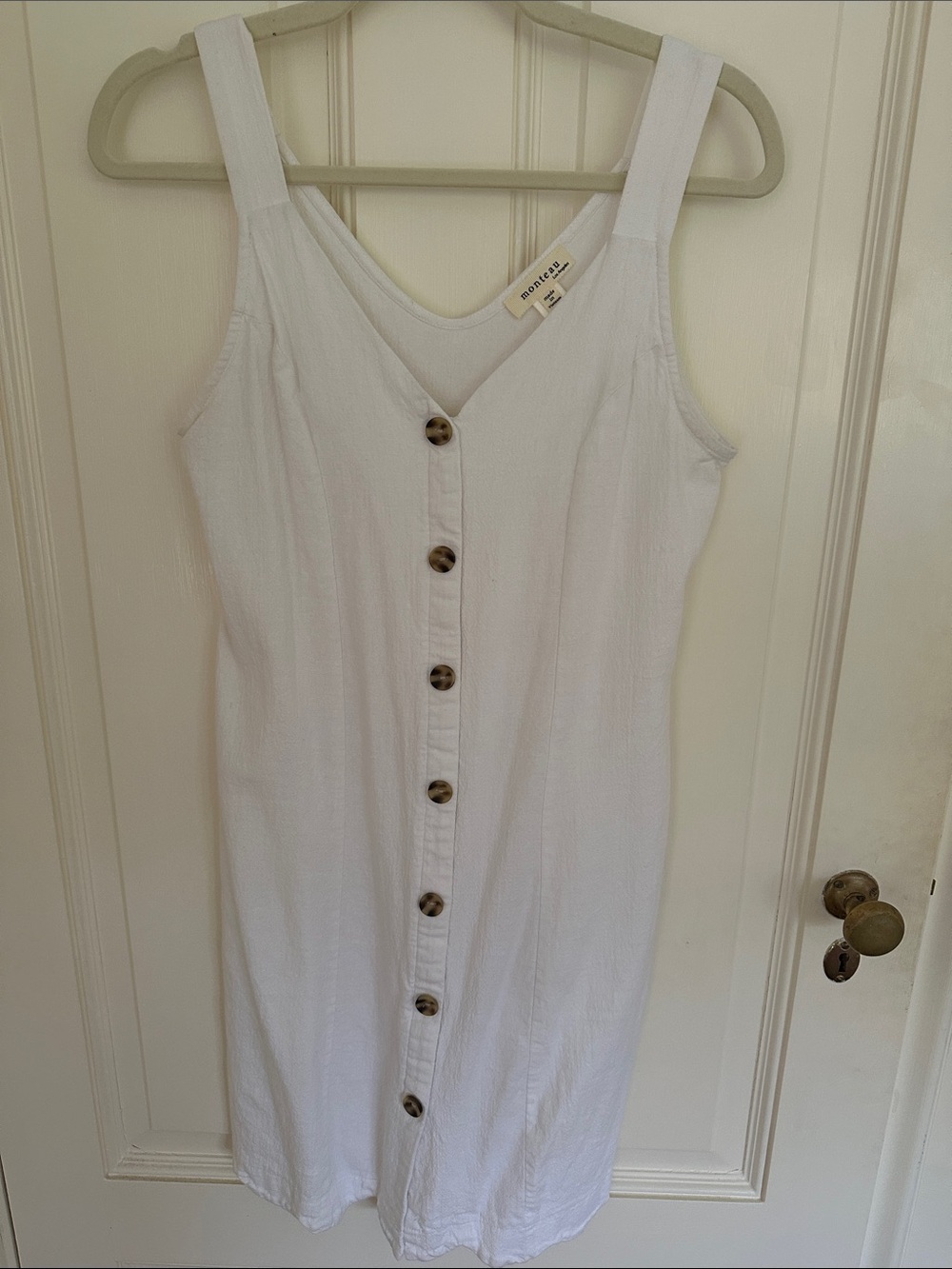 Monteau White Button-Front Mini Dress
